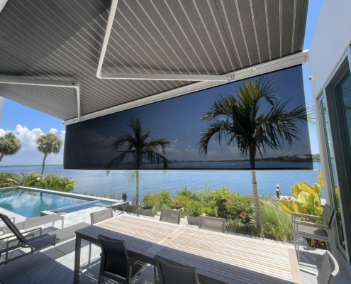 Solar Eclipse - Grey Striped Fabric with Drop Shade 10