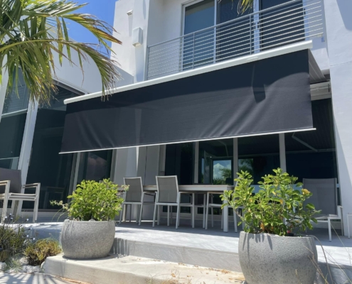 Solar Eclipse - Grey Striped Fabric with Drop Shade (11)