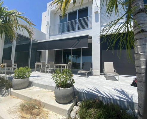 Solar Eclipse - Grey Striped Fabric with Drop Shade (18)