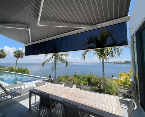 Solar Eclipse - Grey Striped Fabric with Drop Shade (8)